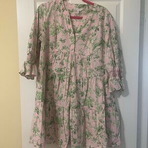 Crown & Ivy Floral Pink and Green Dress